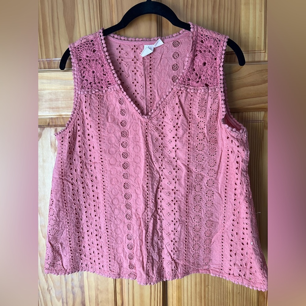 Joie Coral Crochet Sleeveless Blouse